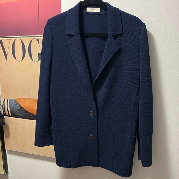 Navy vintage wool gabardine motor club fitted jacket by Linear 12 - Picture 1 of 7